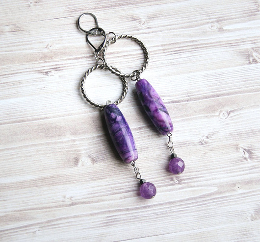 LUX. UNIKATOWE kolczyki :: agat & ametyst