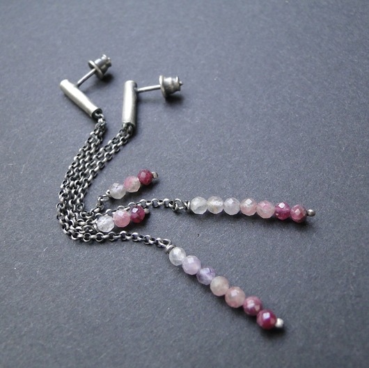 Kolczyki srebrne Turmalin & rubin