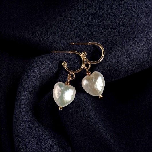 Serce - perła : kolczyki pozłacane : wyjątkowy prezent PREMIUM