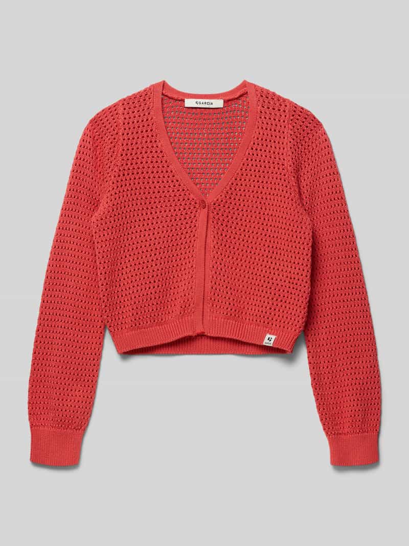 kardigan rozpinany w kroju regular fit z perforowaniem