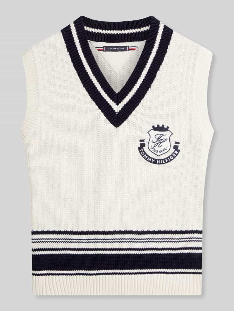 Swetervest z wyhaftowanym herbem i logo z czystej bawełny