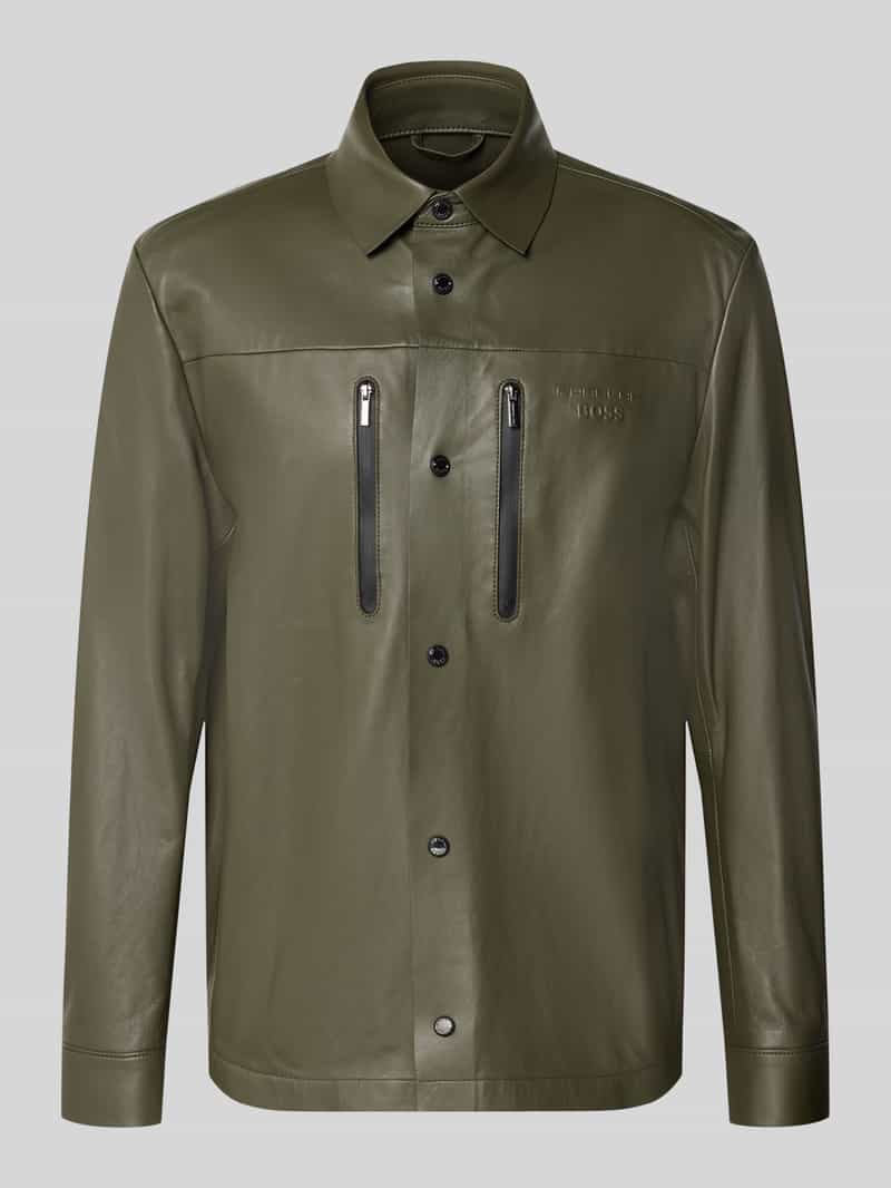Krój regular fit kurtka skórzana z prawdziwej skóry jagnięcej model 'LH_PS SPIRIT70 ST' - Porsche x BOSS