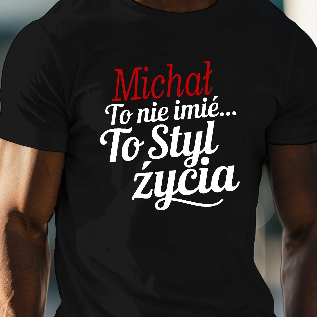 TEMU Michal Micha Imię Art Print, Męska Koszulka z Krótkim Rękawem i Okrągłym Dekoltem, Luźny i Lekki Top Idealny na