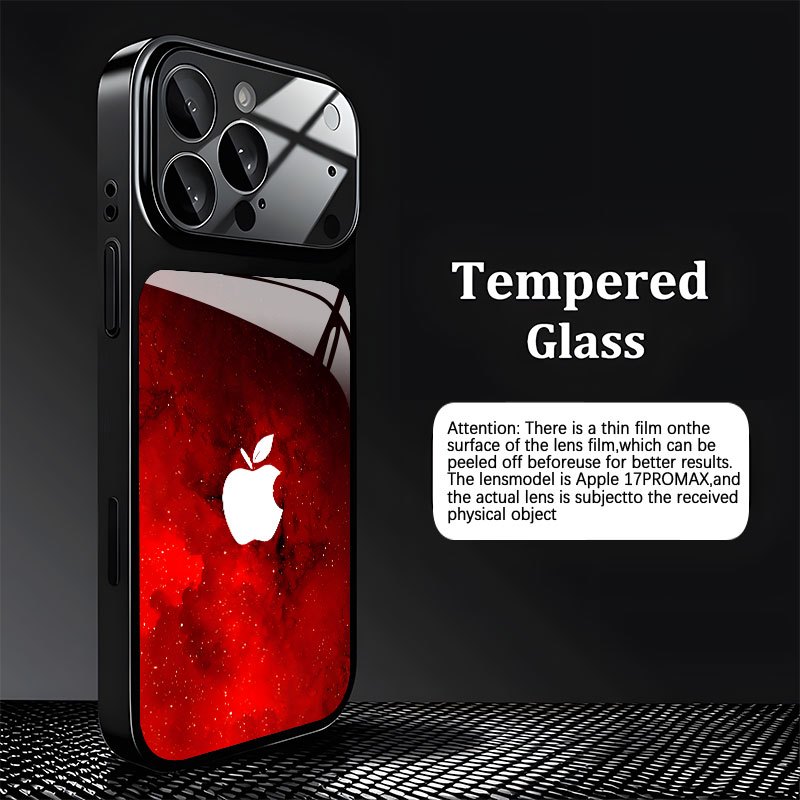 TEMU Etui na telefon: Czerwone tło z białym wzorem jabłka w kropki w efekcie 2D. etui ze szkła hartowanego z ochroną obiektywu, kompatybilne z iPhone