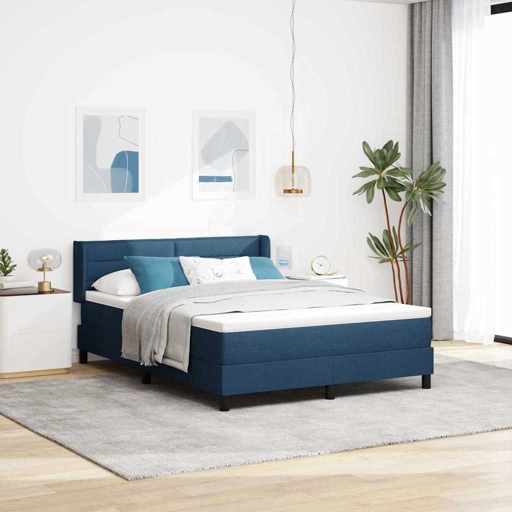 VidaXL Łóżko sprężynowe z materacem Niebieski 200 x 140 cm tkanina