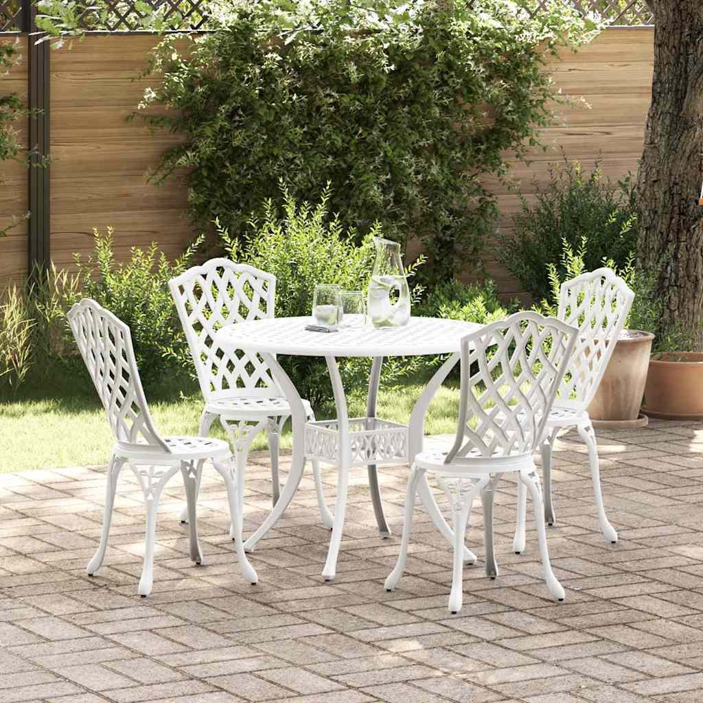 VidaXL Zestaw do jadalni w ogrodzie 5 pcs Biały Aluminium