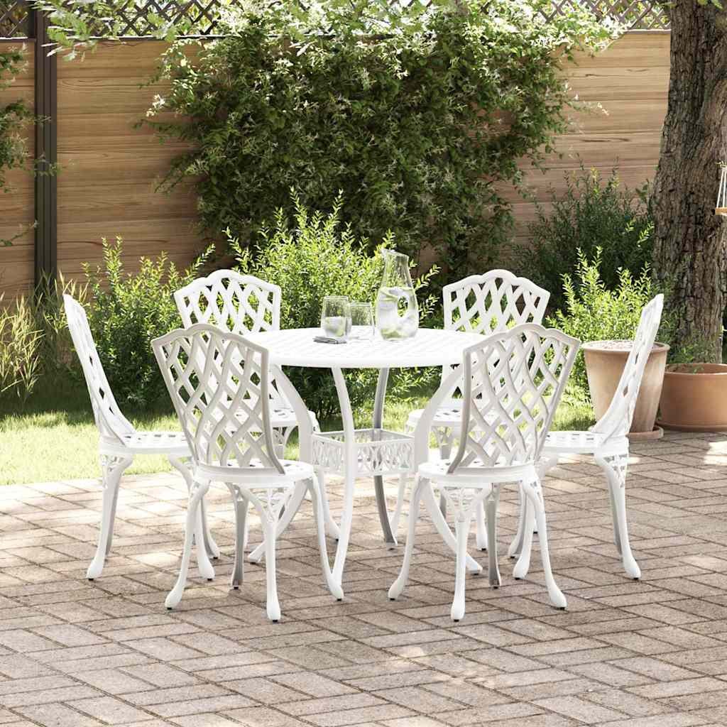VidaXL Zestaw do jadalni w ogrodzie 7 pcs Biały Aluminium