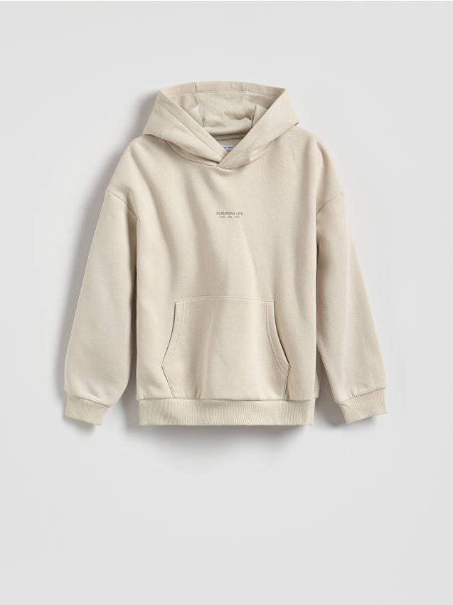 Reserved - Bawełniana bluza - kremowy