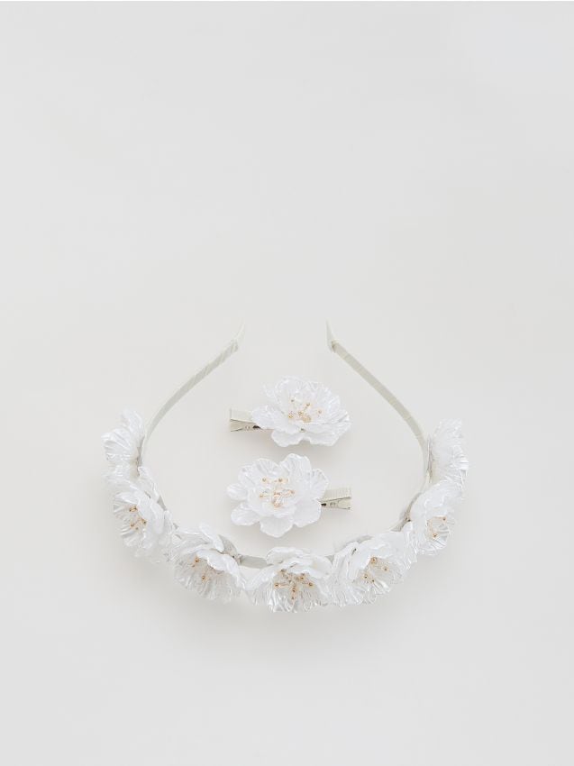 Reserved - Opaska i spinki do włosów - biały