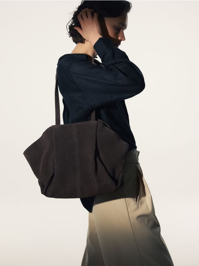 Reserved - Zamszowa torebka shopper - brązowy