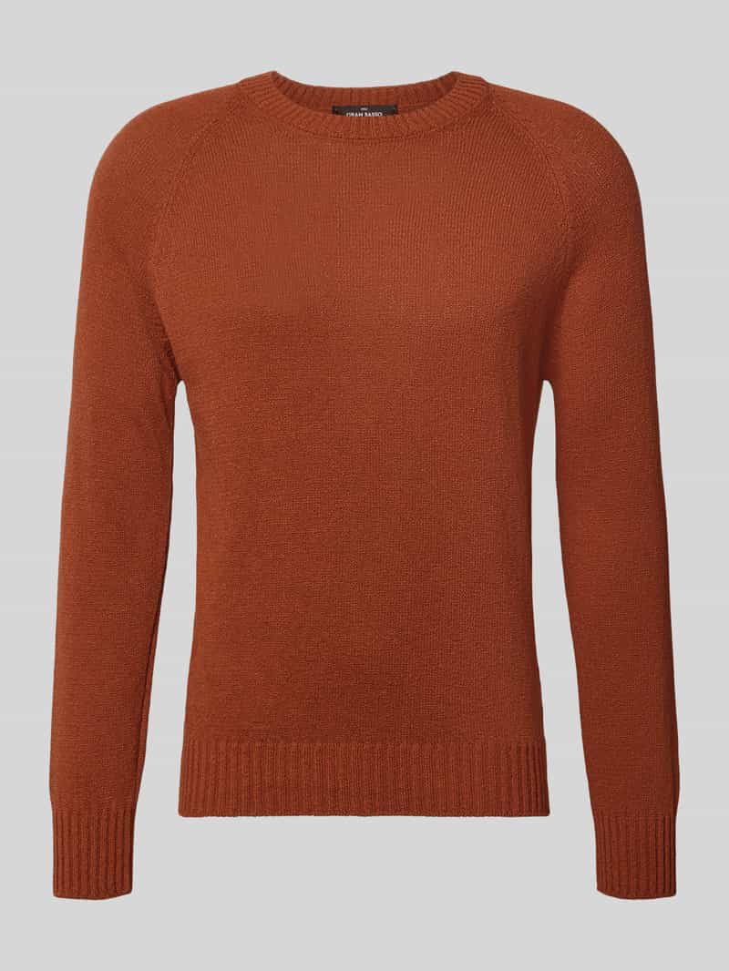 Sweter z dzianiny z mieszanka bawełny i kaszmiru z okrągły dekolt