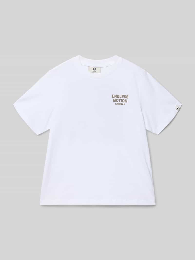 damski t-shirt o kroju regular fit z nadrukiem z napisem