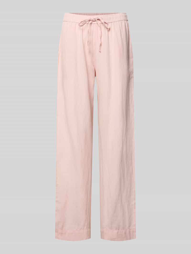 Spodnie materiałowe z dodatkiem lnu i wpuszczane kieszenie