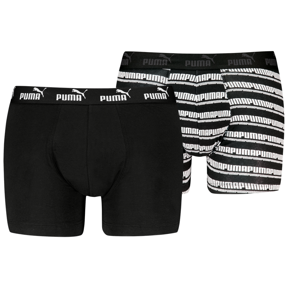 Męskie bokserki Puma Elements Striped Boxers 2P Rozmiar: L / Kolor: czarny/biały