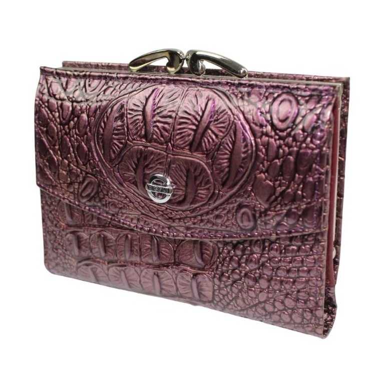 Portfel Damski Skórzany NICOLE Klamra Skóra Naturalna Lakierowana Z Klapką 47003 FIOLETOWY 12 x 9 x 2,5 [cm]