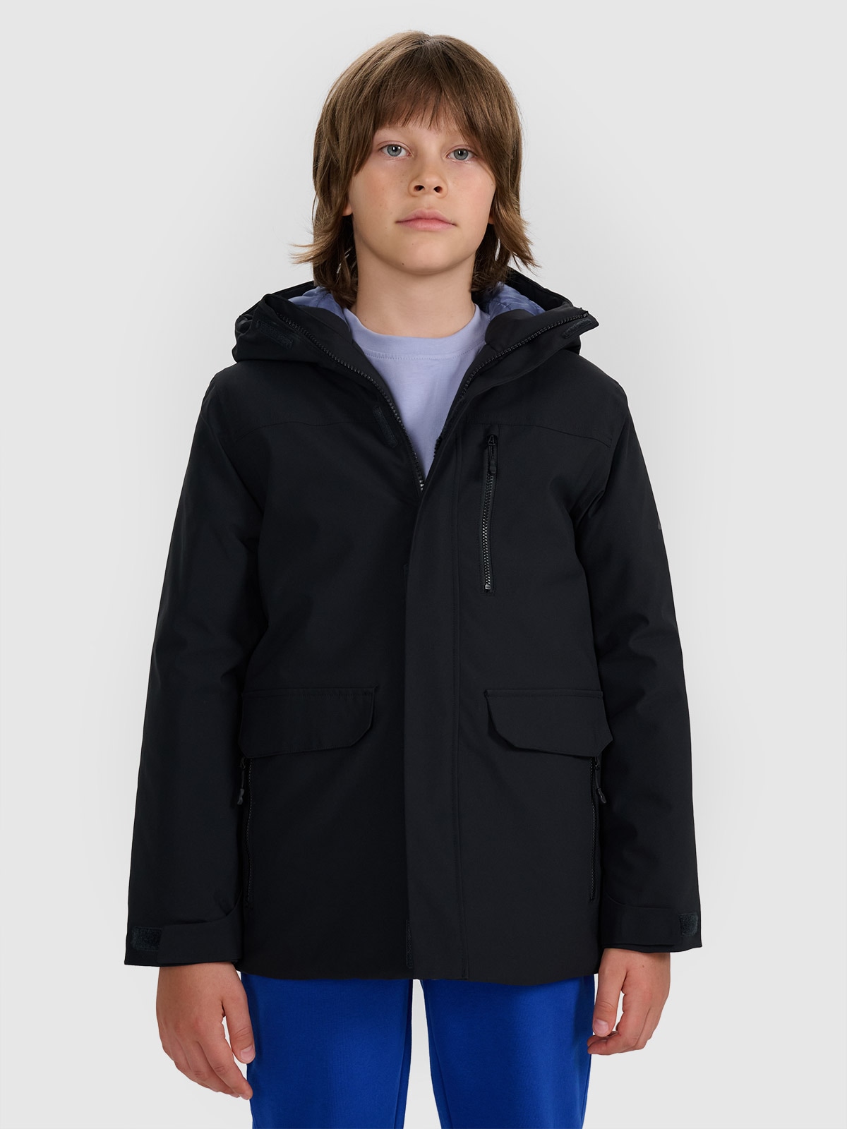 4F Kurtka przejściowa membrana 5000 chłopięca - czarna 122 (6-7 lat)