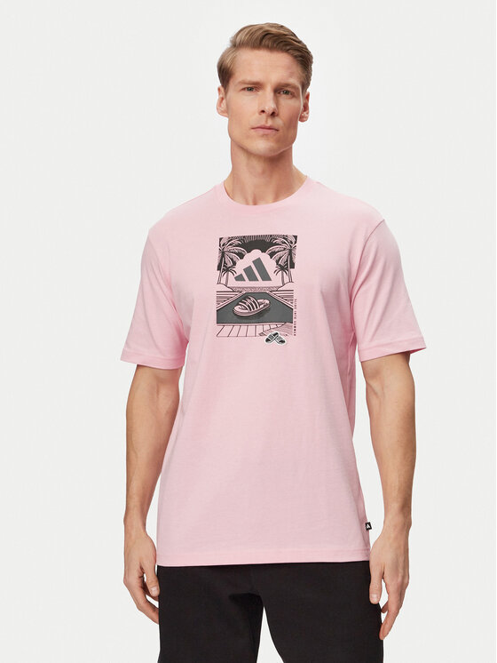 adidas T-Shirt Summer Slides Graphic KG5393 Różowy Regular Fit