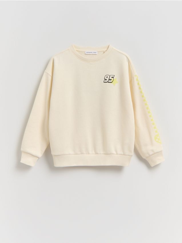 Reserved - Bluza z nadrukiem Auta - złamana biel