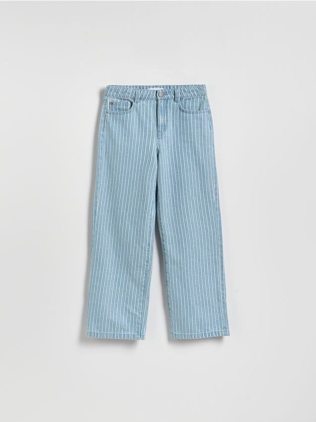 Reserved - Jeansy straight z metalizowaną nicią - niebieski