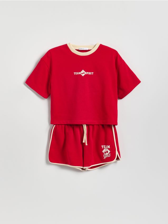 Reserved - Komplet z kontrastowymi wstawkami - czerwony