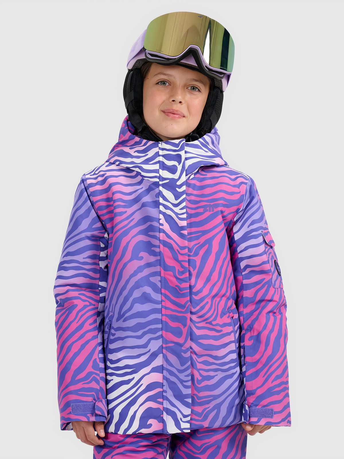 4F Kurtka snowboardowa membrana 8000 dziewczęca - multikolor 140 (9-10 lat)