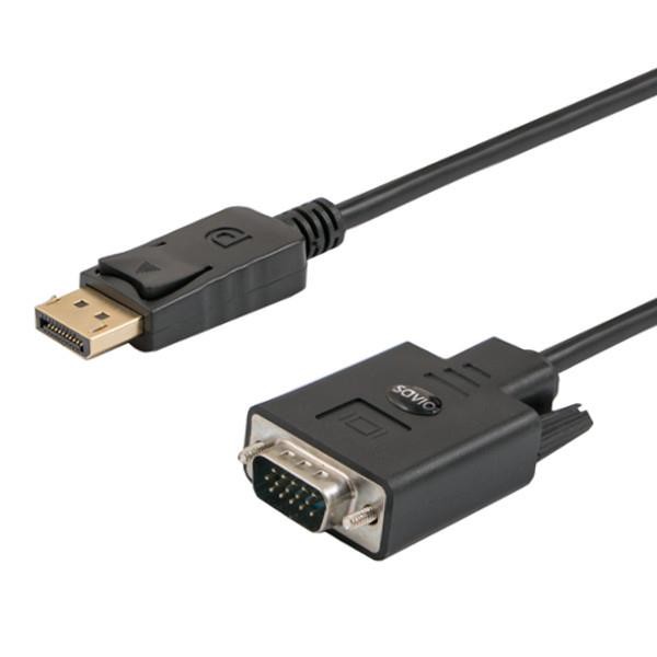 Kabel adapter Savio CL-203 DisplayPort do VGA 1,8m