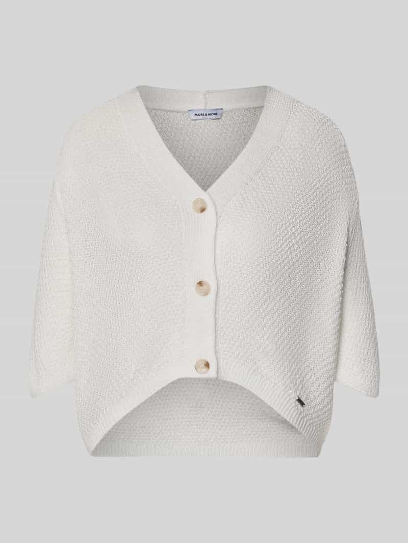 Kardigan z dekoltem w serek i rękawem o dł. 3/4