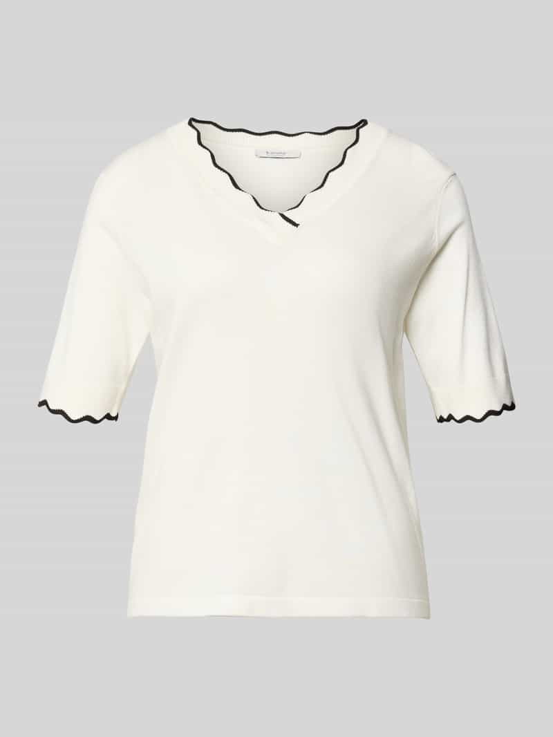 Koszulka z dzianiny z mieszanka wiskozy z paski w kontrastowym kolorze model 'MORLA'