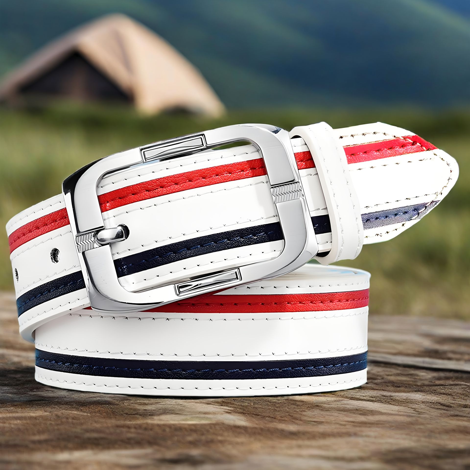 TEMU Męski Biały Pasek, Casualowy Wielofunkcyjny Pasek ze Sztucznej Skóry, Odpowiedni dla Młodych i Średnioletnich Mężczyzn, Stylowy i Wszechstronny.