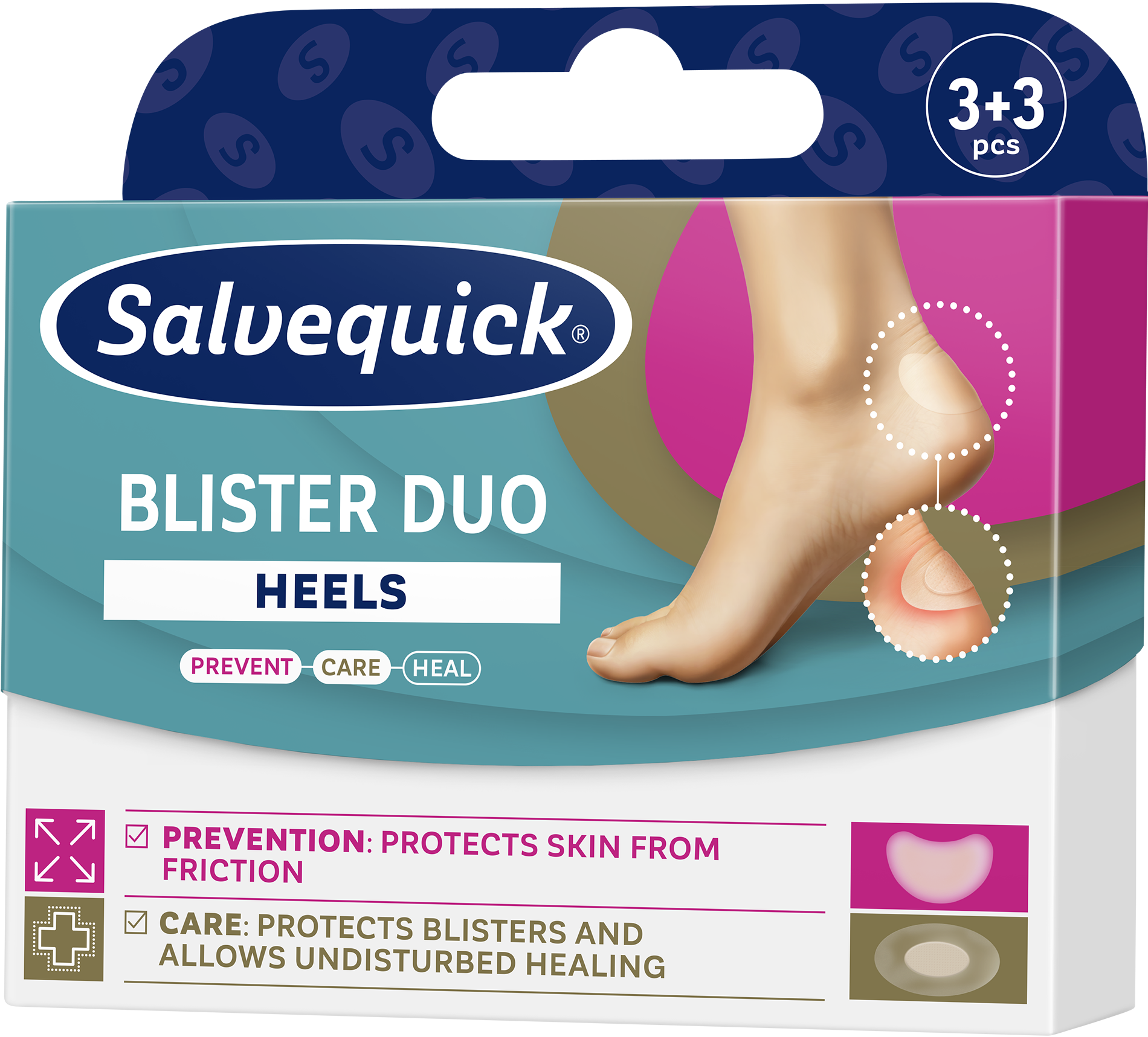 Salvequick Blister Duo Heels Zapobiegawczo-Ochronne Plastry na Pęcherze 6 Sztuk