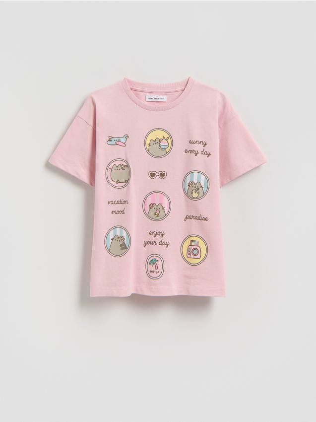 Reserved - T-shirt Pusheen - pastelowy róż