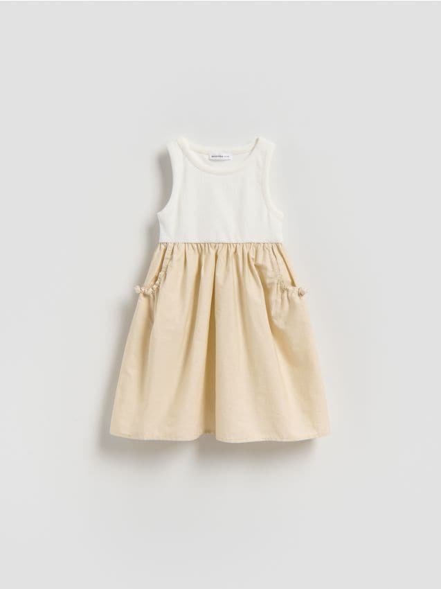 Reserved - Bawełniana sukienka - beżowy