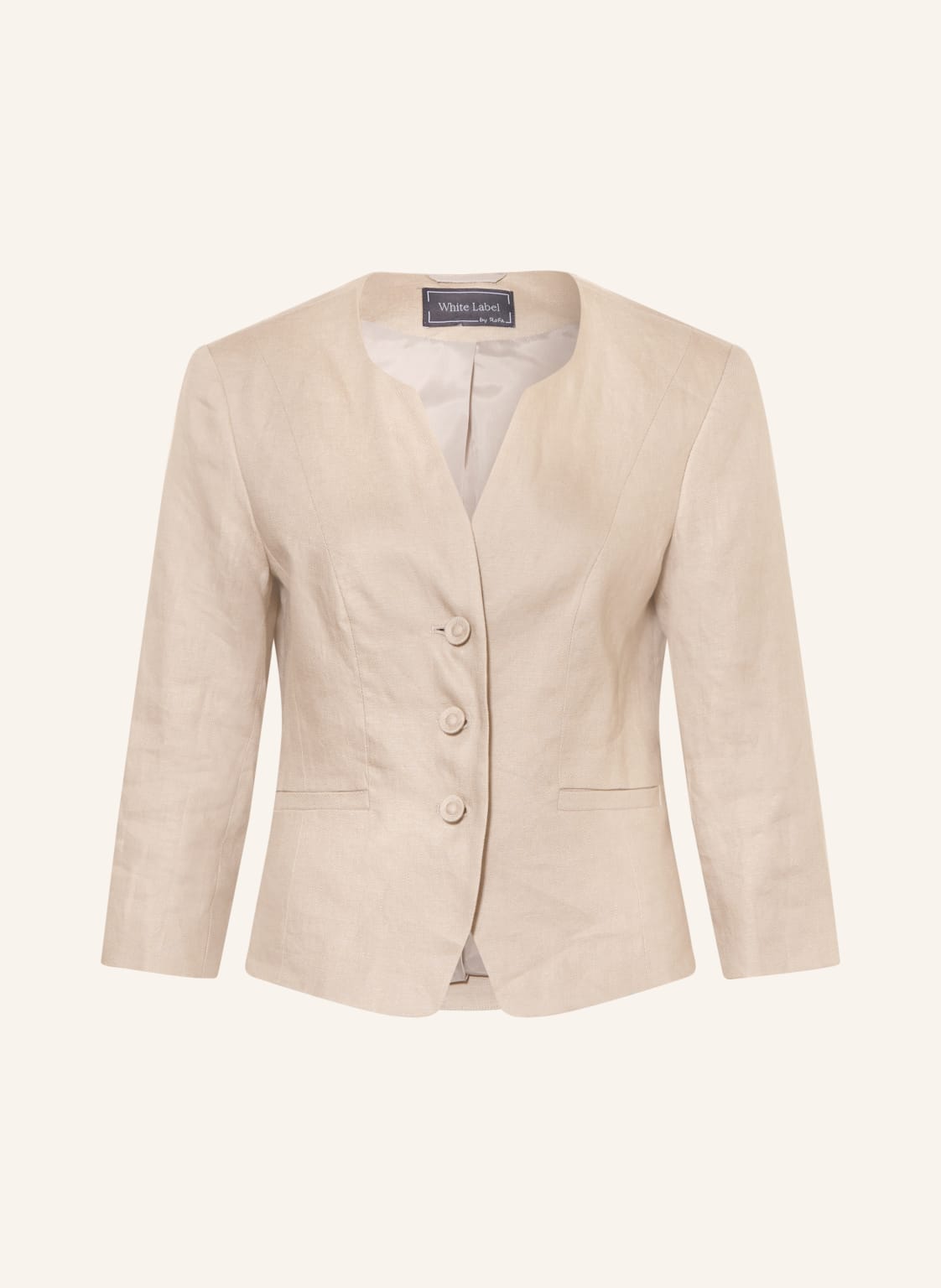 White Label Lniana Marynarka Z Rękawami 3/4 beige