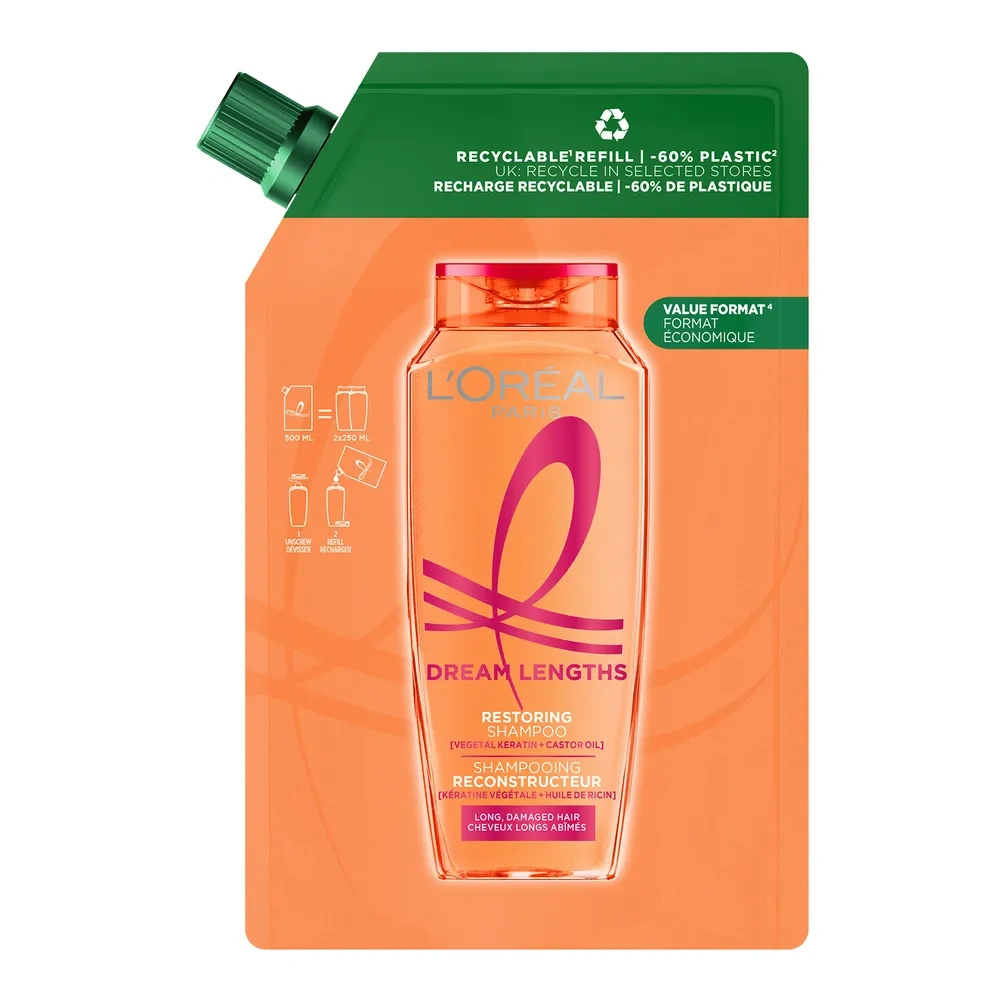 L'Oréal Paris Elseve Dream Long odbudowujący szampon do włosów długich i zniszczonych refill 500 ml