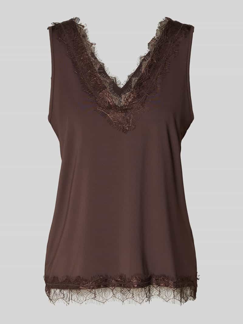 Top o kroju regular fit z obszyciem koronką model 'Bicco'