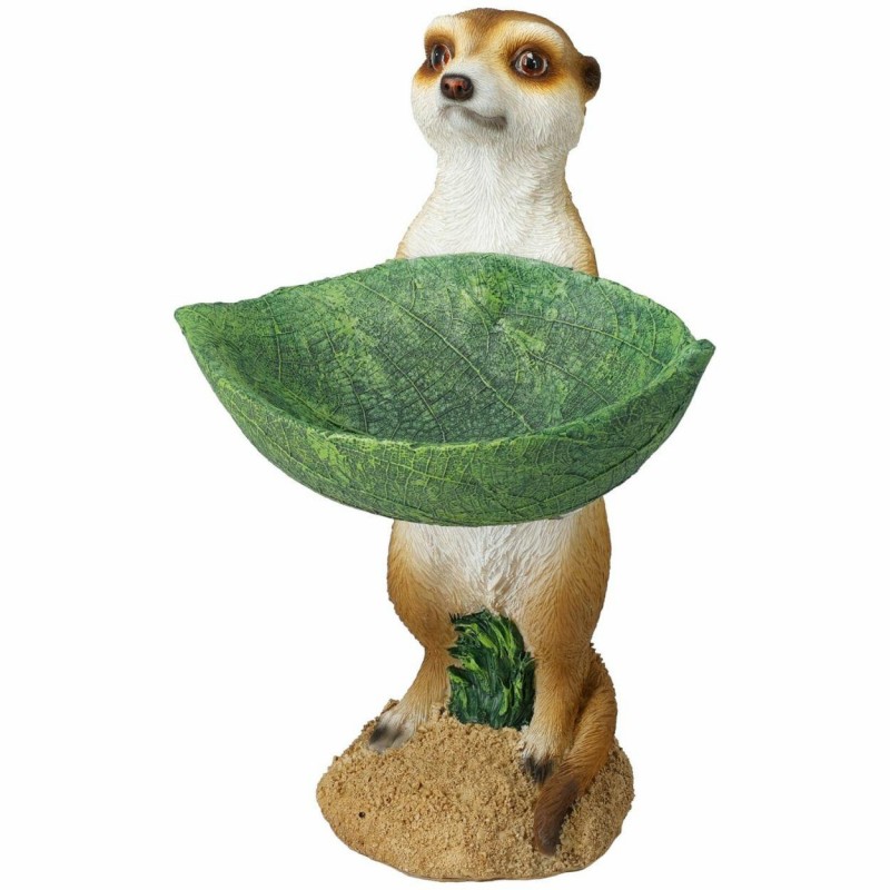 HowHomely Figurka ogrodowa surykatka z liściem 30 cm