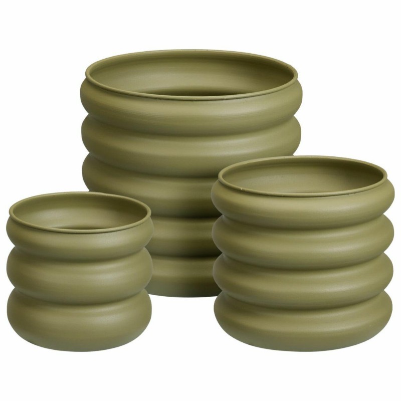 HowHomely Zestaw metalowych doniczek Green Round 3 szt