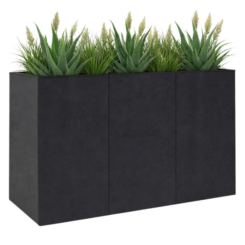 Donica Betonique na kółkach recykling czarny 90x30xh60 cm