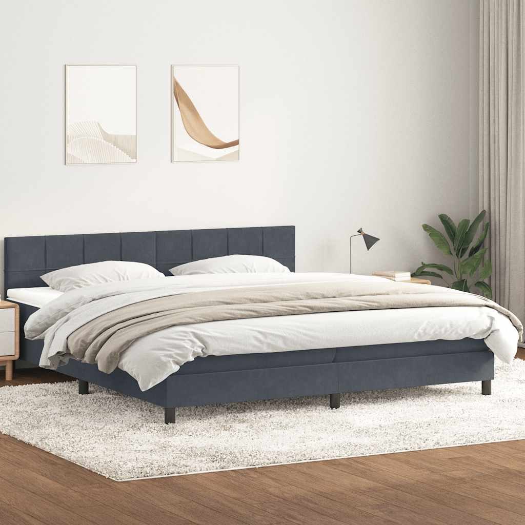 VidaXL Łóżko typu Box Spring z materacem Ciemnoszary 180x220cm Aksamit