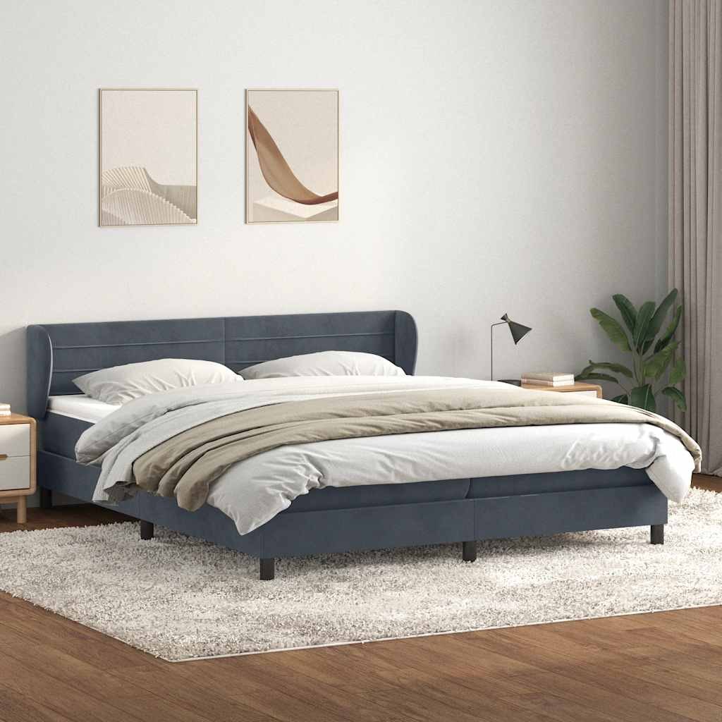 VidaXL Łóżko typu Box Spring z materacami Ciemnoszary 180x220 cm