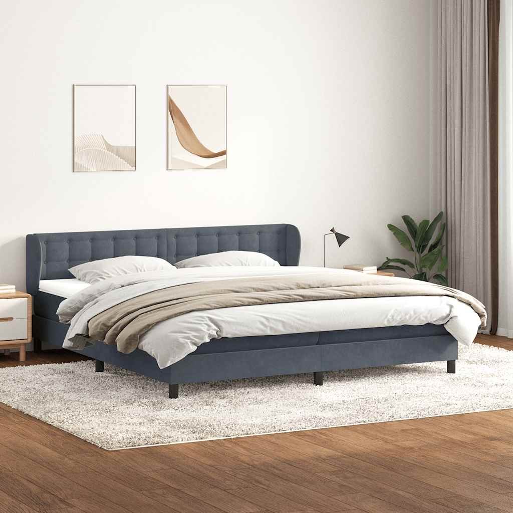 VidaXL Łóżko typu Box Spring z materacami Ciemnoszary 180x220 cm