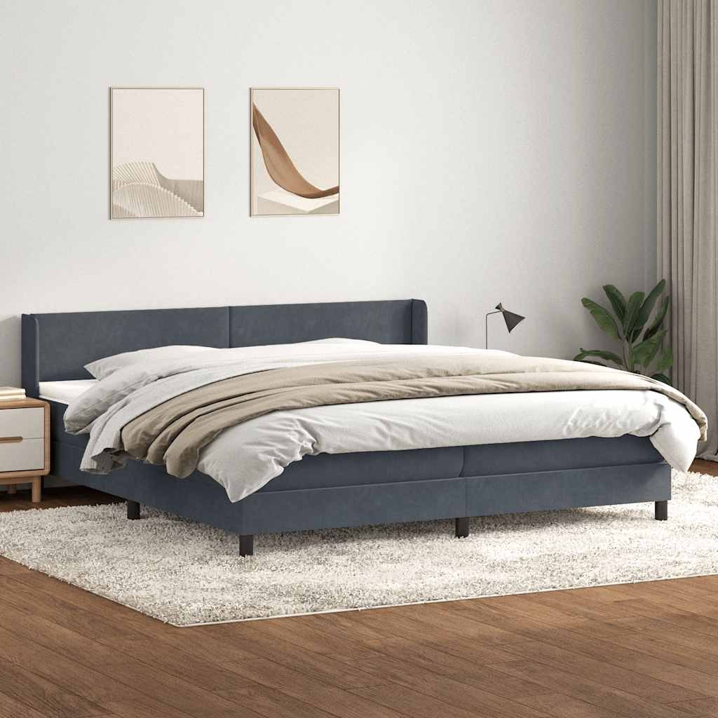 VidaXL Łóżko typu Box Spring z materacem Ciemnoszary 180x220cm Aksamit
