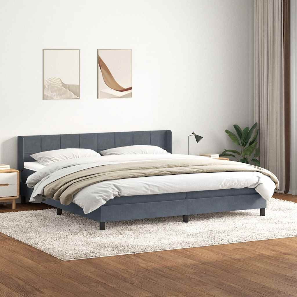 VidaXL Łóżko typu Box Spring z materacem Ciemnoszary 180x220cm Aksamit