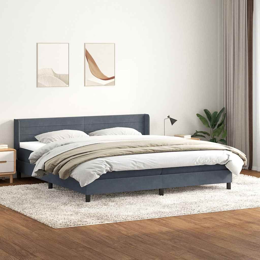 VidaXL Łóżko typu Box Spring z materacem Ciemnoszary 180x220cm Aksamit