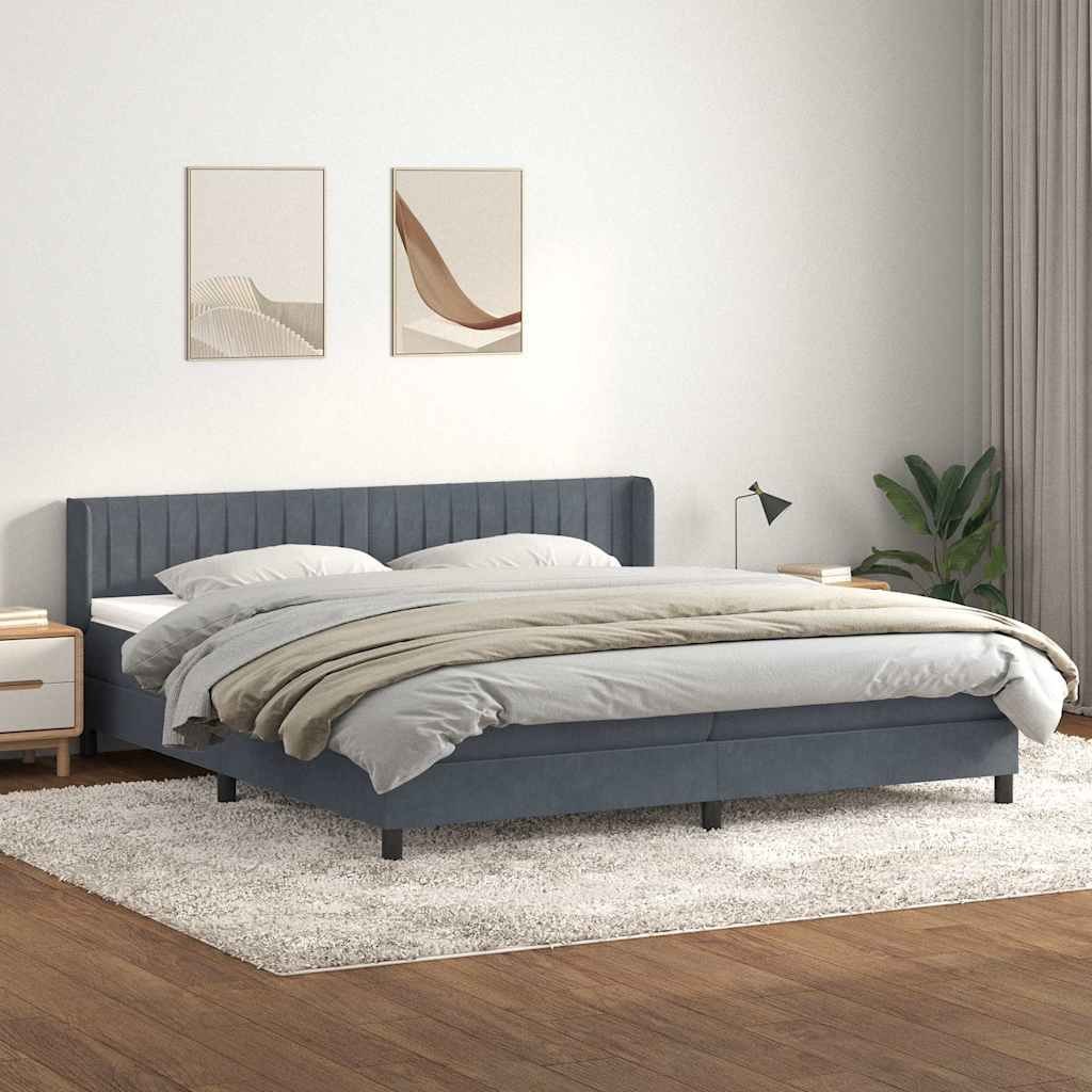 VidaXL Łóżko typu Box Spring z materacem Ciemnoszary 180x220cm Aksamit