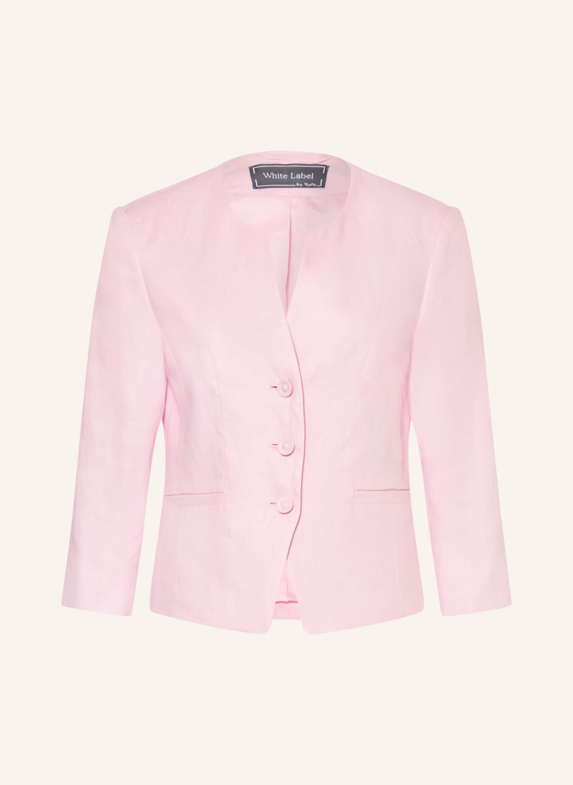 White Label Lniana Marynarka Z Rękawami 3/4 rosa