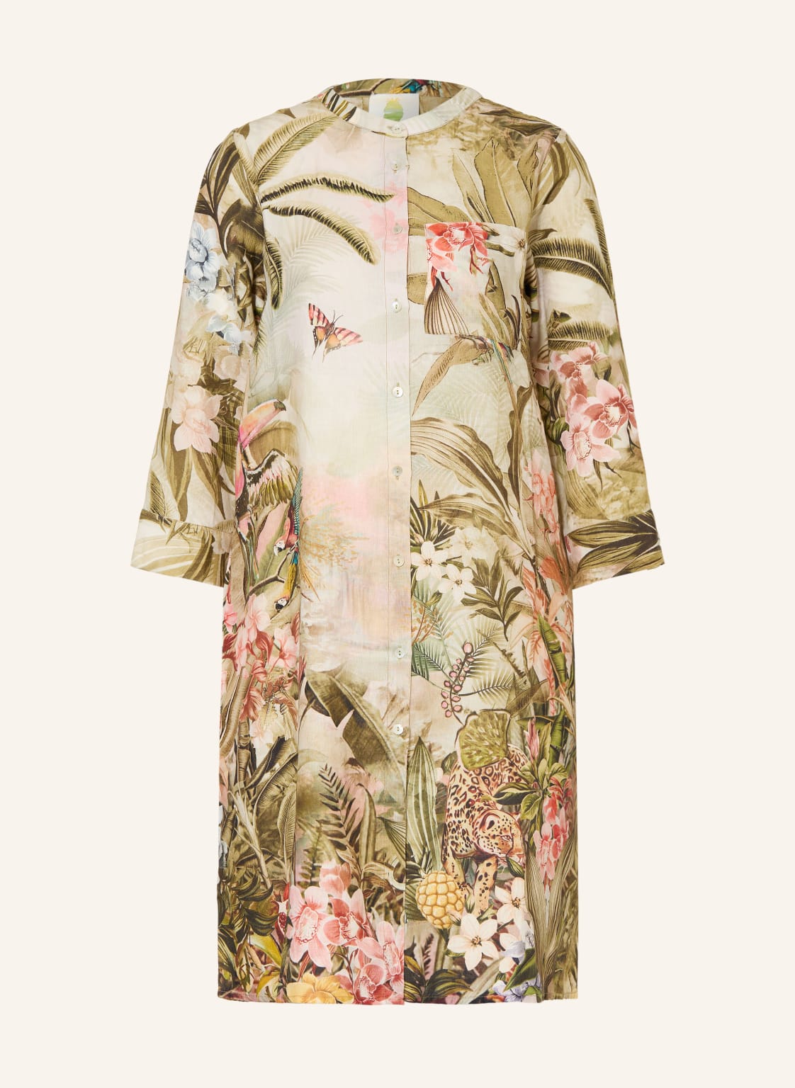 Princess Goes Hollywood Lniana Sukienka Koszulowa Z Rękawami 3/4 gruen