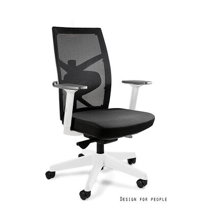 Unique Fotel obrotowy bez zagłówka TUNE M biały stelaż Czarny, bl418 Black
