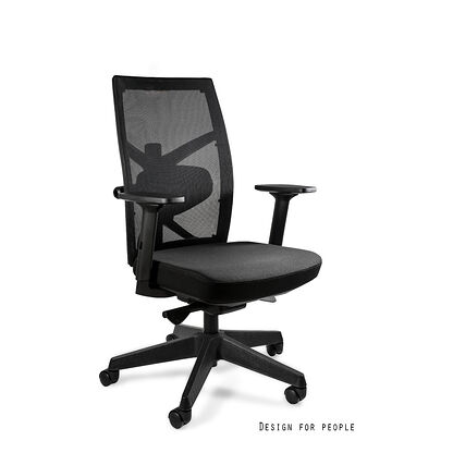 Unique Fotel obrotowy bez zagłówka TUNE M czarny stelaż Czarny, bl418 Black