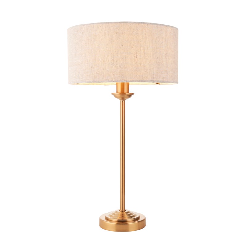 Lampa stołowa z abażurem HIGHCLERE vintage mosiężna 1xE14x7W metal wym:44,7x25x25cm IP20 Endon